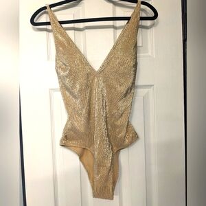 Golden one -piece swimsuit